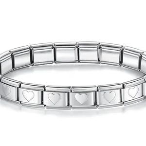 ☆ custom heart italian charm bracelet stainless steel ☆
